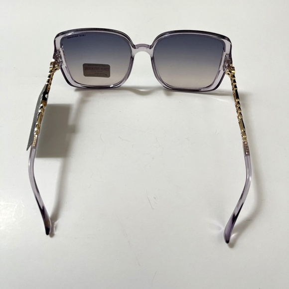 New Original TRUE RELIGION Oversized Square Sunglasses Clear Purple Acetate Gold - Picture 3 of 6